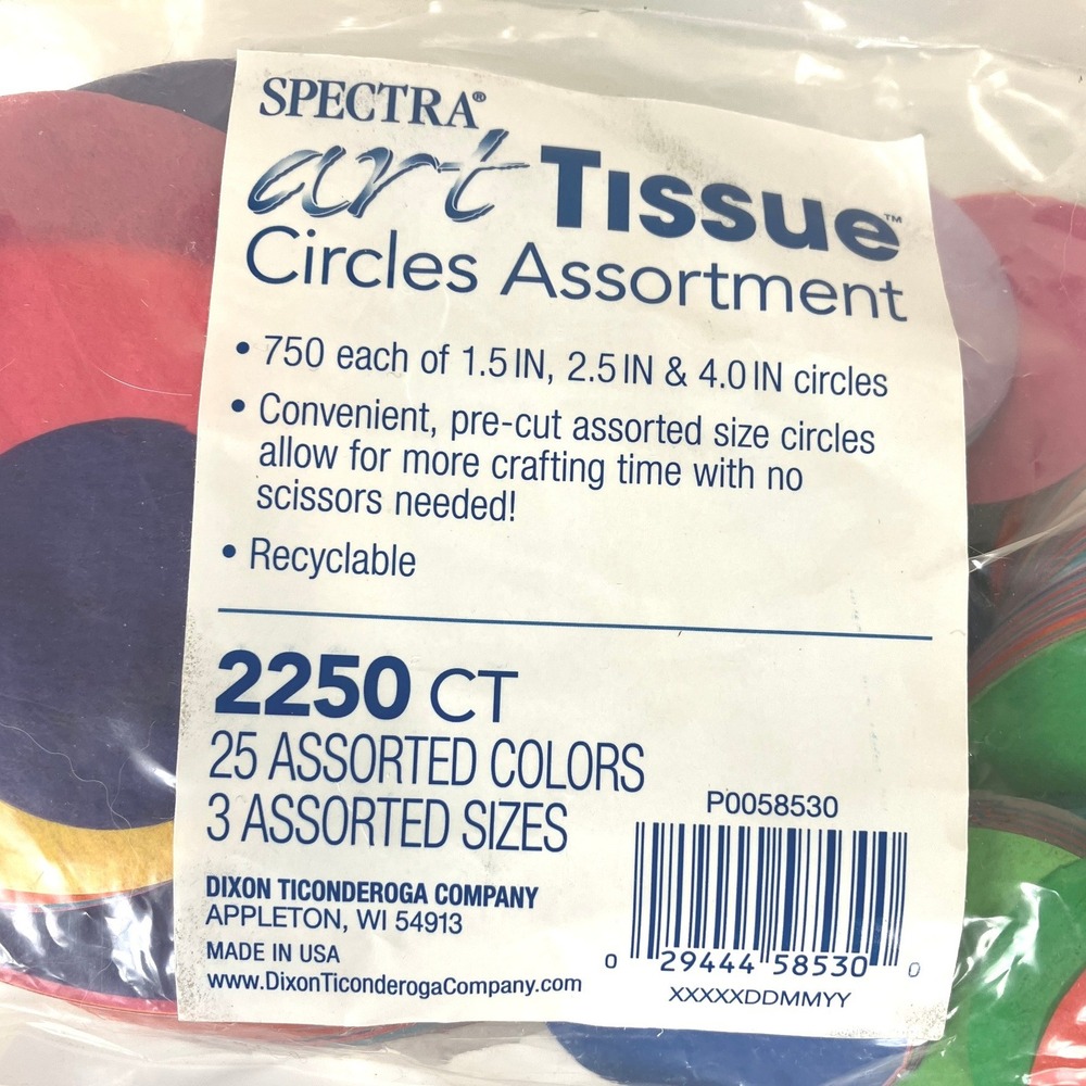 Spectra Bleeding Art Tissue Circles Assortment NWT‎ Art Crafts Classrooms